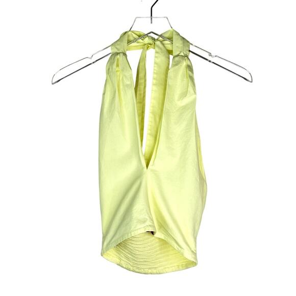 STAUD Kai Smocked Halter Top Sunray Yellow XS Cotton Tie Neck Criss Cross Neck - Picture 2 of 6